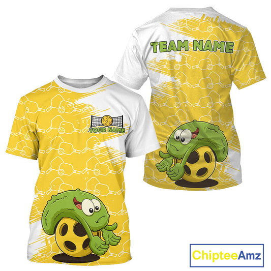 Pickle Plays Pickleball Custom Pickleball T-Shirt For Men, Pickleball Gift | Yellow NYN1104