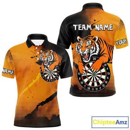 Roaring Tiger Dartboard Shirt - Rust & Black Darts Jersey With Custom Name For Men NYN0336