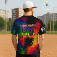 Load image into Gallery viewer, LGPT Pride Men's Black Baseball Jersey Custom Colorful Smoke Baseball Jersey For LGPTQ+ NYN0825