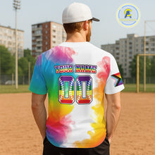 Load image into Gallery viewer, LGPT Pride Mens White Baseball Jersey Custom Colorful Smoke Baseball Jersey For LGPTQ+ NYN0826