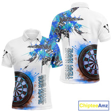 Load image into Gallery viewer, Custom Grey And Blue Splashed Dartboard Darts Polo Shirt For Men Darts Team Jerseys NYN0947