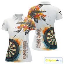 Load image into Gallery viewer, Custom Grey And Yellow Splashed Dartboard Darts Polo Shirt For Women Darts Team Jerseys NYN0948