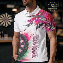 Load image into Gallery viewer, Custom Grey And Pink Splashed Dartboard Darts Polo Shirt For Men Darts Team Jerseys NYN0949