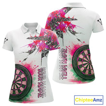 Load image into Gallery viewer, Custom Grey And Pink Splashed Dartboard Darts Polo Shirt For Women Darts Team Jerseys NYN0949