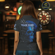 Load image into Gallery viewer, Custom Blue Skull Dartboard Polo Dart Shirt Personalized Outfits Dart Jersey For Women NYN1316