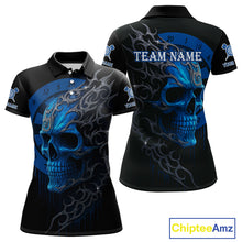 Load image into Gallery viewer, Custom Blue Skull Dartboard Polo Dart Shirt Personalized Outfits Dart Jersey For Women NYN1316