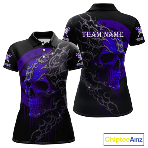 Custom Purple Skull Dartboard Polo Dart Shirt Personalized Outfits Dart Jersey For Women NYN1318