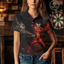Load image into Gallery viewer, Custom Wolf Flaming Deer Dartboard Polo Dart Shirt For Women Outfits Flame Dart Team Jersey NYN1313