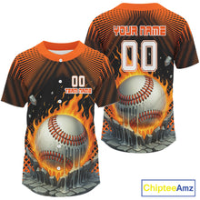Load image into Gallery viewer, Custom Black And Orange Flames Baseball Ball Jersey For Men Baseball Tournament Team Shirt NYN0958