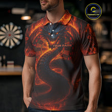 Load image into Gallery viewer, Personalized Red Flames Dragon Dartboard Darts Polo Jerseys For Men, Dart Team Jerseys NYN0963