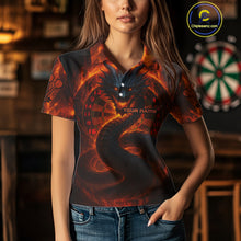 Load image into Gallery viewer, Personalized Red Flames Dragon Dartboard Darts Polo Jerseys For Women, Dart Team Jerseys NYN0963