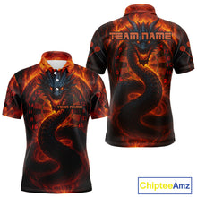 Load image into Gallery viewer, Personalized Red Flames Dragon Dartboard Darts Polo Jerseys For Men, Dart Team Jerseys NYN0963