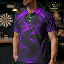 Load image into Gallery viewer, Personalized Purple Flames Dragon Dartboard Darts Polo Jerseys For Men, Dart Team Jerseys NYN0964