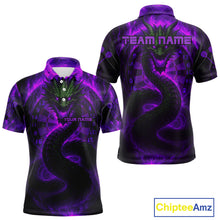 Load image into Gallery viewer, Personalized Purple Flames Dragon Dartboard Darts Polo Jerseys For Men, Dart Team Jerseys NYN0964