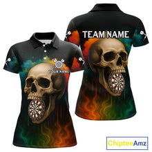 Load image into Gallery viewer, Custom Multi-Color Skull Dartboard Polo Dart Shirt For Women Colorful Skull Dart Jerseys NYN1324
