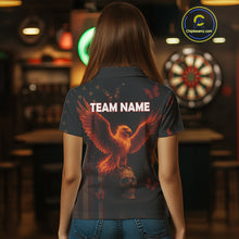 Load image into Gallery viewer, Custom US Flag Patriotic Polo Dart Shirt For Women Flame Eagle Skull Dart Jersey NYN1331