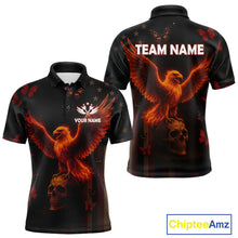 Load image into Gallery viewer, Custom US Flag Patriotic Polo Dart Shirt For Men Flame Eagle Skull Dart Jersey NYN1331
