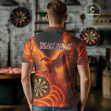 Load image into Gallery viewer, Custom Orange Flames Phoenix Dartboard Darts Jersey Personalized Darts Polo Shirt For Men NYN0969