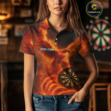 Load image into Gallery viewer, Custom Orange Flames Phoenix Dartboard Darts Jersey Personalized Darts Polo Shirt For Women NYN0969