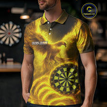 Load image into Gallery viewer, Custom Yellow Flames Phoenix Dartboard Darts Jersey Personalized Darts Polo Shirt For Men NYN0970