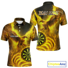 Load image into Gallery viewer, Custom Yellow Flames Phoenix Dartboard Darts Jersey Personalized Darts Polo Shirt For Men NYN0970
