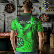 Load image into Gallery viewer, Men's Darts Polo Shirt Personalized Flaming Phoenix Dartboard Darts Jersey | Green NYN1027