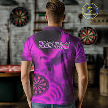 Load image into Gallery viewer, Men's Darts Polo Shirt Personalized Flaming Phoenix Dartboard Darts Jersey | Pink NYN1028