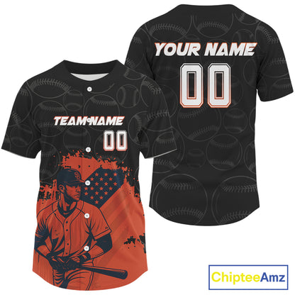 Orange Men's Patriotic Baseball Jersey Custom US Flag with Youth Baseball Jerseys NYN1032