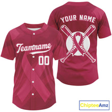 Load image into Gallery viewer, Custom Pink Ribbon Baseball Jerseys For Men Breast Cancer Awareness Baseball Shirt NYN1385