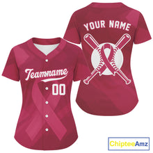 Load image into Gallery viewer, Custom Pink Ribbon Baseball Jerseys For Women Breast Cancer Awareness Baseball Shirt NYN1385