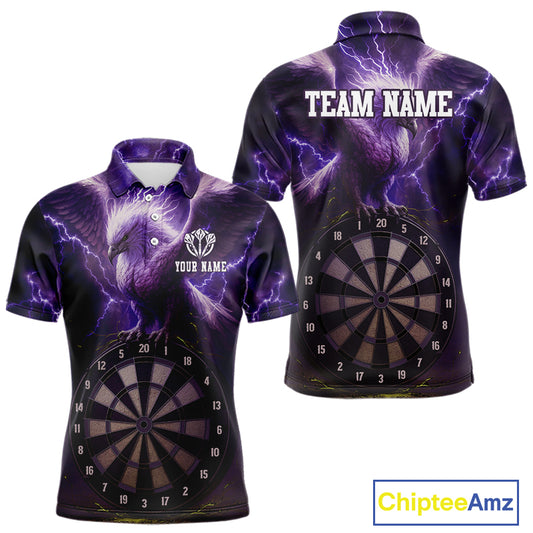 Custom Lightning Purple Eagle Dartboard Men Dart Shirt Outfits Dart Team Jerseys NYN1066