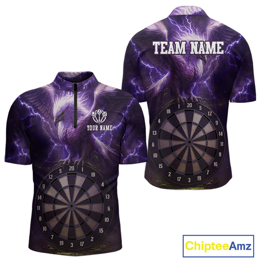 Custom Lightning Purple Eagle Dartboard Men Dart Shirt Outfits Dart Team Jerseys NYN1066
