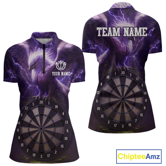 Custom Lightning Purple Eagle Dartboard Women Dart Shirt Outfits Dart Team Jerseys NYN1066