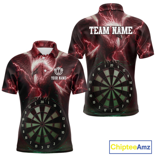 Custom Lightning Red Eagle Dartboard Men Dart Shirt Outfits Dart Team Jerseys NYN1067