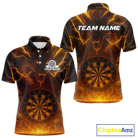 Yellow Custom Lightning Dragon Skull Dart Shirts For Men Outfit Dart Dragon Jerseys NYN1057