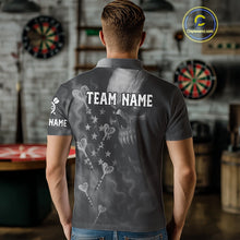 Load image into Gallery viewer, Custom Patriotic Men Darts Shirt Personalized US Flag Dart Arrows, Grey Outfits Dart Jerseys NYN1163