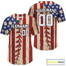 Load image into Gallery viewer, Men's Patriotic Baseball Jersey Custom US Flag Button Up Baseball Jersey For Newborns NYN1262