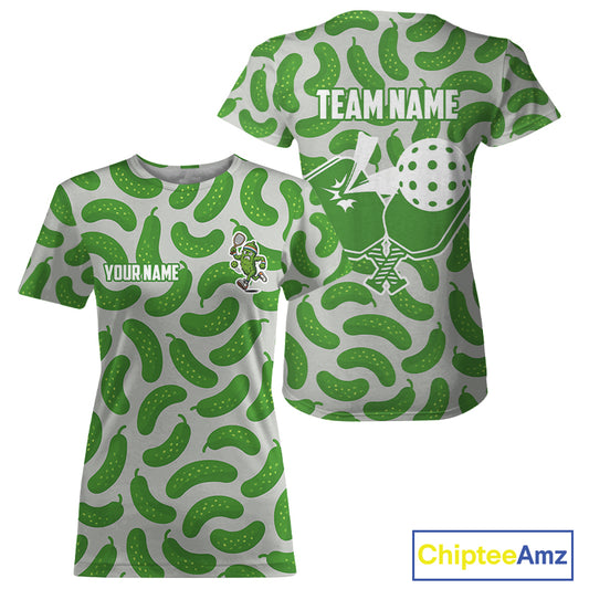 Custom Pickle Funny Pickleball T-Shirt For Women Mascot Pickle For Pickleball Lovers NYN1272