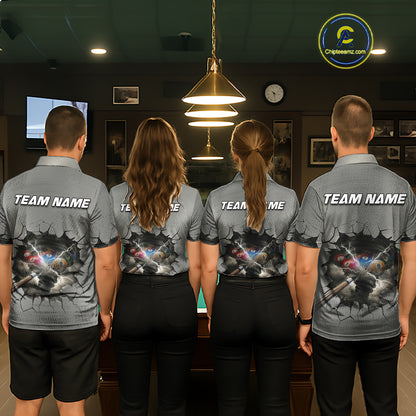 Funny Tornado Grey Billiard Ball Shirt For Women Personalized Thunder 8 Ball Pool Team Jersey NYN2985