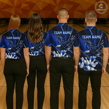 Load image into Gallery viewer, Blue Galaxy Eagle Bowling Shirt For Men Custom Polo Quarter-Zip Bowling Team Jersey NYN3680