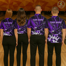 Load image into Gallery viewer, Purple Galaxy Eagle Bowling Shirt For Men Custom Polo Quarter-Zip Bowling Team Jersey NYN3681