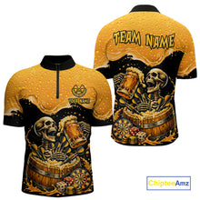 Load image into Gallery viewer, Custom Funny Skeleton Play Dart And Beer Dartboard Men Polo Shirt Personalized Dart Team Jerseys NYN2773