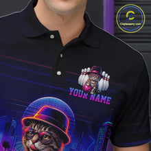 Load image into Gallery viewer, Whisky Cat Funny Bowling Shirts For Men Custom Neon Bowling Polo &amp; Quarter-Zip Jerseys NYN3416