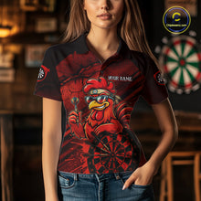 Load image into Gallery viewer, Red Splatter Rooster Darts Polo &amp; 1/4-Zip Shirt For Women Custom Funny Dart Jersey For Darters NYN3005
