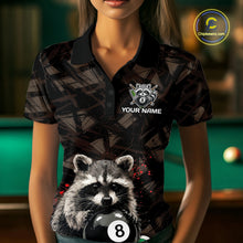 Load image into Gallery viewer, Billiard 8 Ball Raccoon Funny Pool Shirt For Women Custom Brown Brush Team Billiard Attire NYN3444