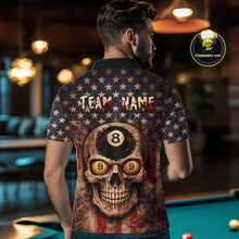 Load image into Gallery viewer, Retro American Flag Skull Pool 8 Ball &amp; 9 Ball Men Billiard Shirt Personalized Balls Billiard Shirts NYN2654