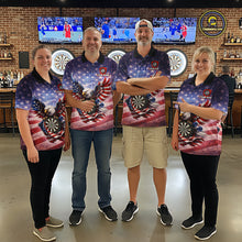 Load image into Gallery viewer, American Flag Eagle Dartboard &amp; Arrow Men Darts Quarter-Zip Shirt Custom Patriotic Dart Team Shirt NYN2659