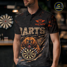 Load image into Gallery viewer, Personalized Funny Bear Grunge Camouflage Darts Polo &amp; 1/4-Zip Shirts For Men Dart Team Jerseys NYN2814
