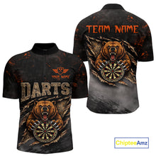 Load image into Gallery viewer, Personalized Funny Bear Grunge Camouflage Darts Polo &amp; 1/4-Zip Shirts For Men Dart Team Jerseys NYN2814