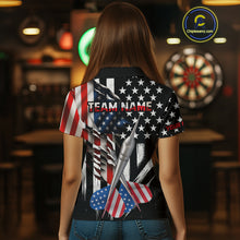 Load image into Gallery viewer, Custom USA Flag Dart Arrow Dart Women Polo Shirt Grunge Patriotic Dart Team Jerseys NYN1627